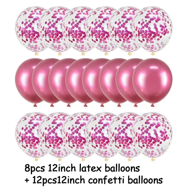 20Pcs Rose Gold Balloon Set Confetti Metallic Balloons Birthday Party Wedding Decoration Anniversary Globals Baby Shower Balloon 20pcs rose red set