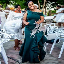 

Sevintage Plus Size Mermaid Prom Dresses Split Side Appliques Lace Evening Gowns Off Shoulder Ruched Prom Party Gown Princess