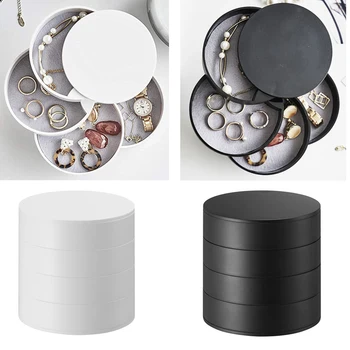 

home decoration accessories Jewelry Storage Box 4-Layer Rotatable Jewelry Accessory Storage Tray with Lid support dropshipping