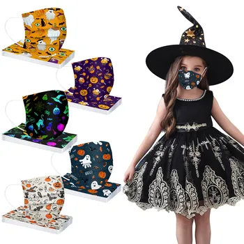 

50pc Halloween Kids Mask Disposable Facemask 3 Layer Ear Loop Dust Proof Breathable Protection Mascarillas Masken For Kids