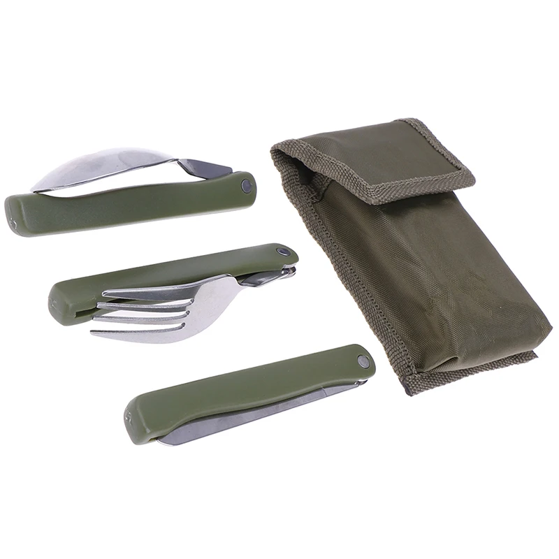 Portable Mini Tableware Set Outdoor Tool Folding Cutlery Set With Spoon Fork Knives For Camping Picnic Stainless Steel Talheres