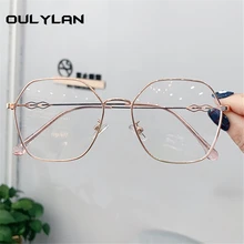 Oulylan, прозрачные очки, оправа для женщин, Ретро стиль, полигон, оптические очки, металлическая оправа для близорукости