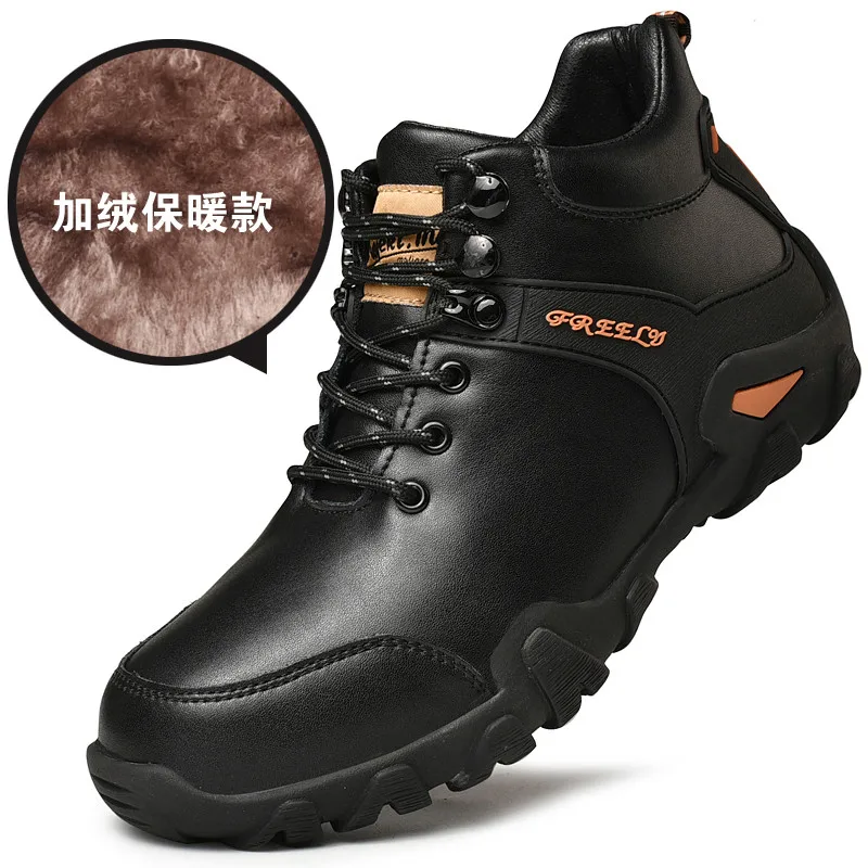 

2019 High Quality Leather Men's Boots Winter Autumn Snow Boots Winter Fur Waterproof Ankle Boots Outdoor Work Boots Big Size 48