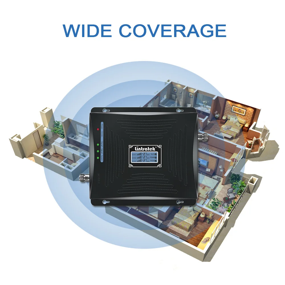 Lintratek LCD Мобильный усилитель сигнала 900MHz 1800MHz 2100MHz W-CDMA Repetidor GSM 2G 3G 4GLTE трехдиапазонный усилитель сотового телефона. Lintratek LCD Мобильный усилитель сигнала 900MHz 1800MHz 2100MHz W-CDMA Repetidor GSM 2G 3G 4GLTE трехдиапазонный усилитель сотового телефона.