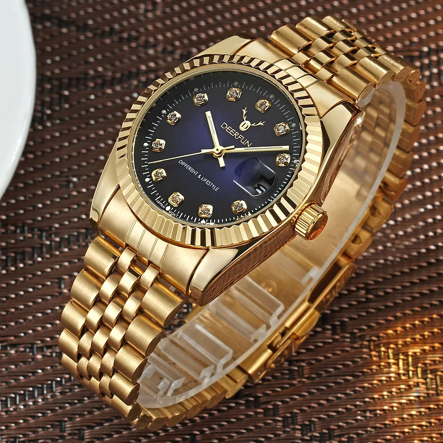 Швейцарские часы oyster perpetual Rolexable datejust MIYOTA, кварцевые классические деловые золотые часы с алмазной поверхностью reloj hombre - Цвет: ROL DJ204