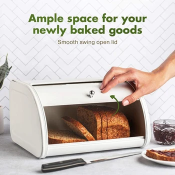 

White Bread Boxes for Kitchen Counter - Farmhouse Large Containers Storage Bread Box for Homemade Bread