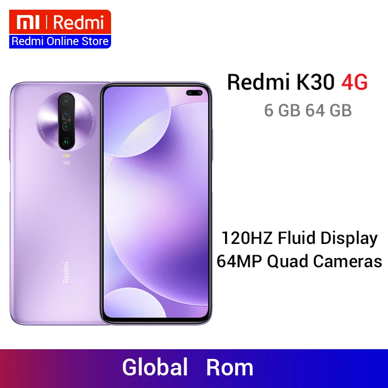 Xiaomi Redmi K30 смартфон с восьмиядерным процессором Snapdragon 730G ОЗУ 6 ГБ ПЗУ 64 67 дюйма 120 Гц