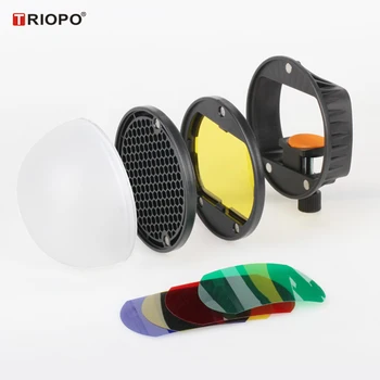 

TRIOPO Flash Light Modifier Accessory Magnetic Mount Adapter+Diffuser Ball+Color Gel Filters for Canon Nikon Sony Godox Yongnuo