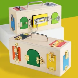 Juguete Montessori de madera para niños, caja de herramientas de desbloqueo para aprendizaje temprano, juguete práctico de habilidad para cumpleaños