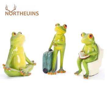 

NORTHEUINS Resin Frog Yoga Miniature Figurines Animal Statuette Garden Living Room Interior Decoration Modern Desk Table Decor
