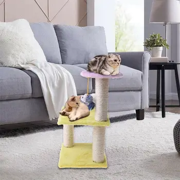 

Pet Cat Tree Scratcher Play Toy Three-layer Round Hole Kitty Climbing Frame