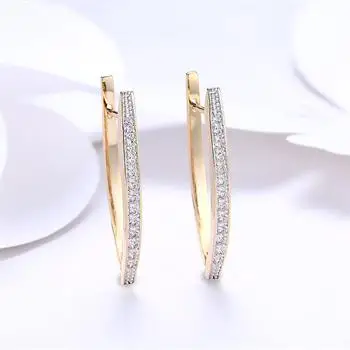 Женские серьги кольца золотого цвета с фианитами|big hoop earrings|hoop earrings for womenhoop |
