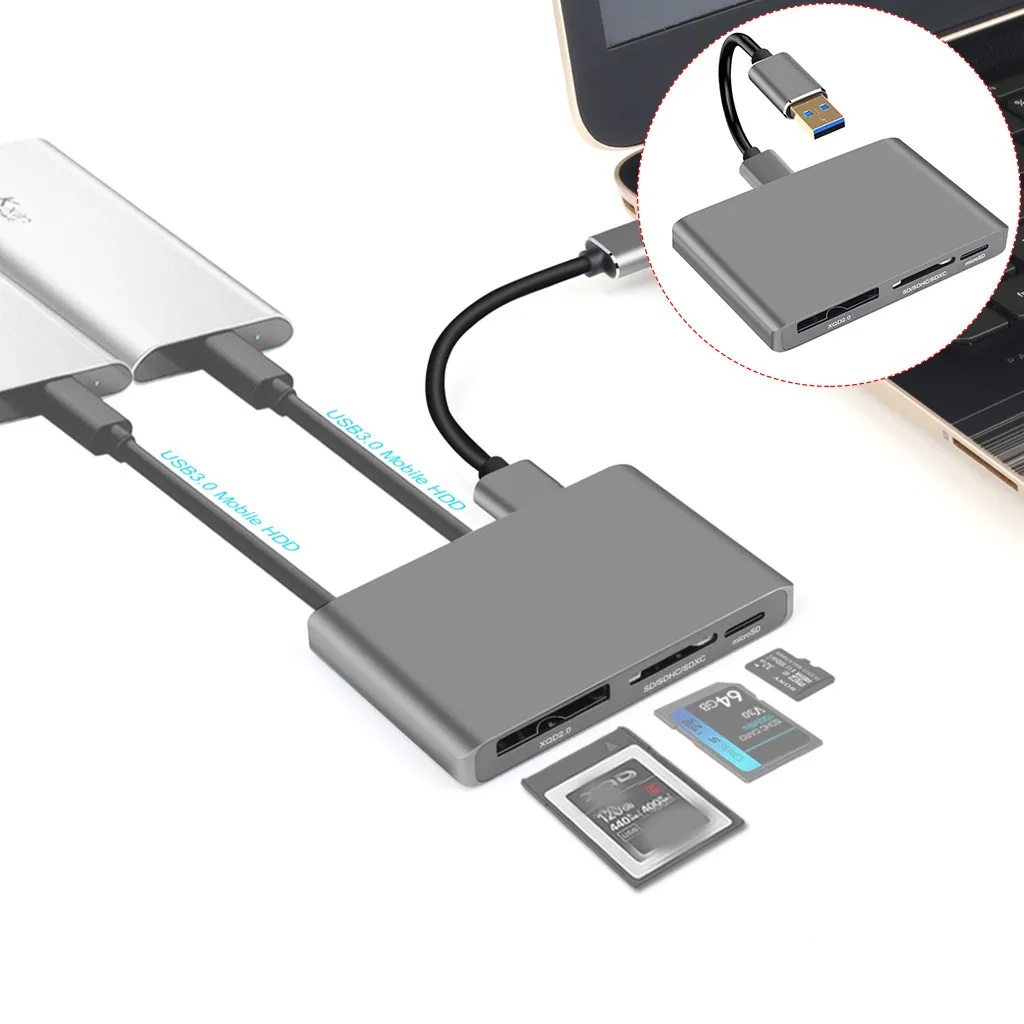 USB 3 0 концентратор Тип с разъемами типа C и 4K X 2K HDMI/DVI зарядка через кард-ридер
