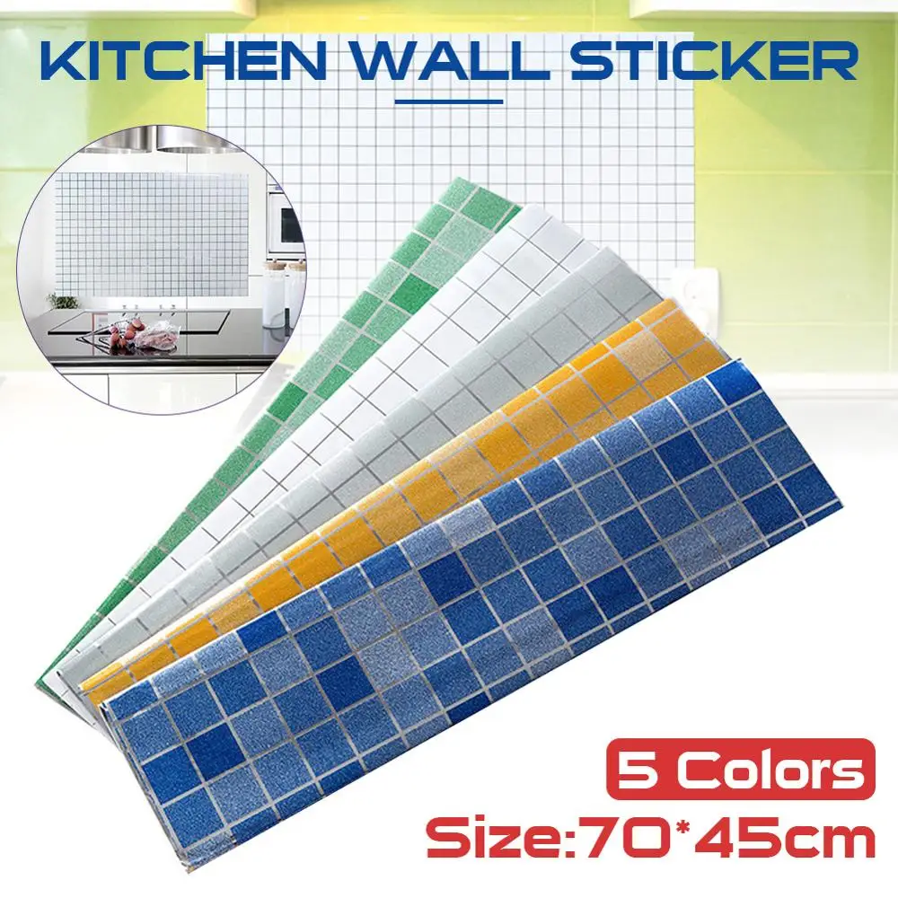 

Self-adhesive Tile Wall Sticker PVC Oil-proof Waterproof for Home Kitchen Bathroom Kitchen Backsplash 70x45 cm