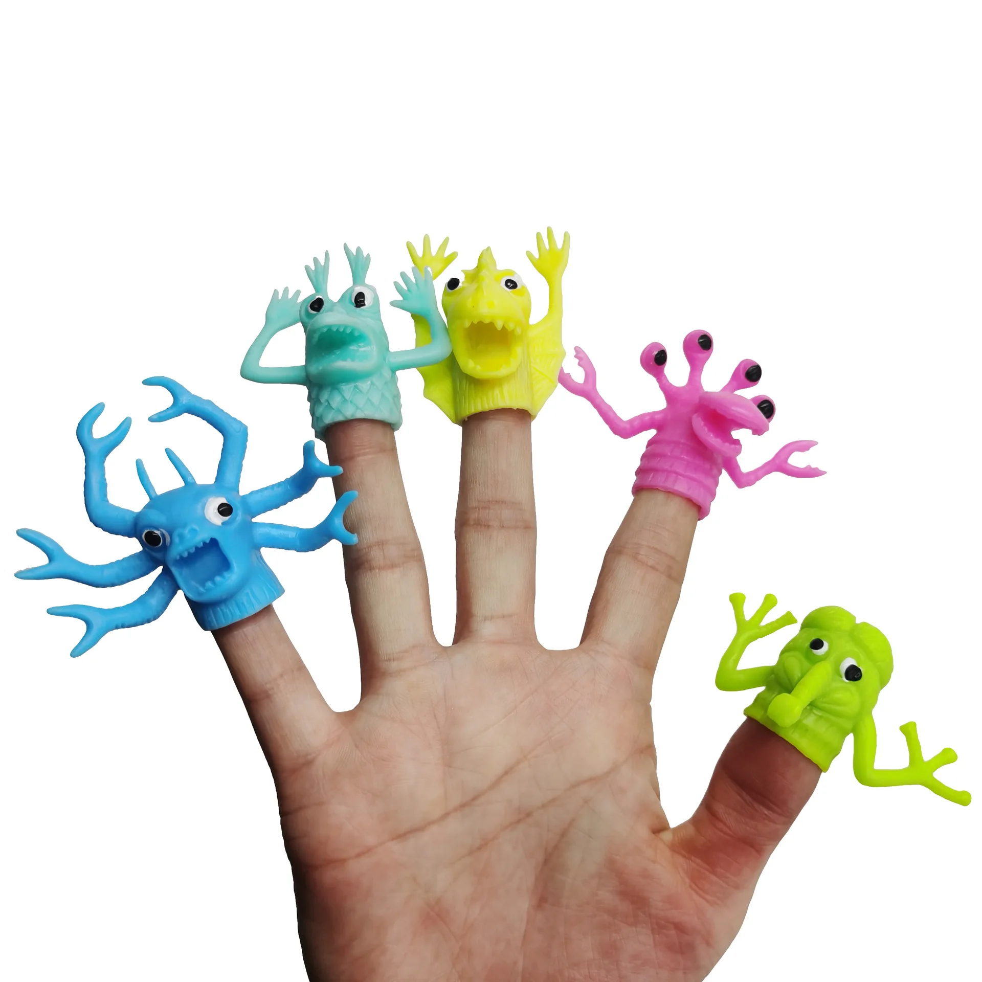 

New weird Prank hybrid Mini - finger puppet TPR soft glue monster storytelling finger set toy