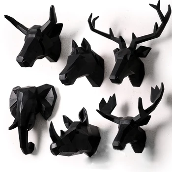 

Animals Wall Decor Contracted Background 3D Deer Head Hirschkopf Art Saloon Living Room Office Kids Room White and Black Resin