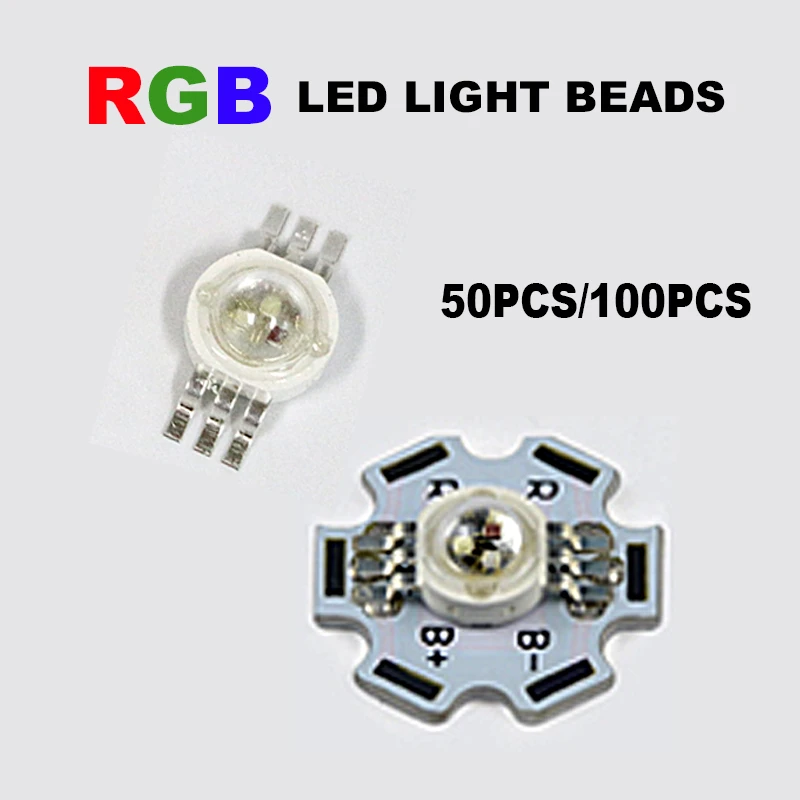 50X 100X Wholesale Lights LED RGB COB Chip Beads 3W With Star PCB Red Green Blue 50X 100X Wholesale Lights LED RGB COB Chip Beads 3W With Star PCB Red Green Blue