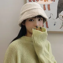 Женская зимняя плюшевая шапка-ведро, модная однотонная Толстая мягкая теплая шапка для рыбалки NOV99