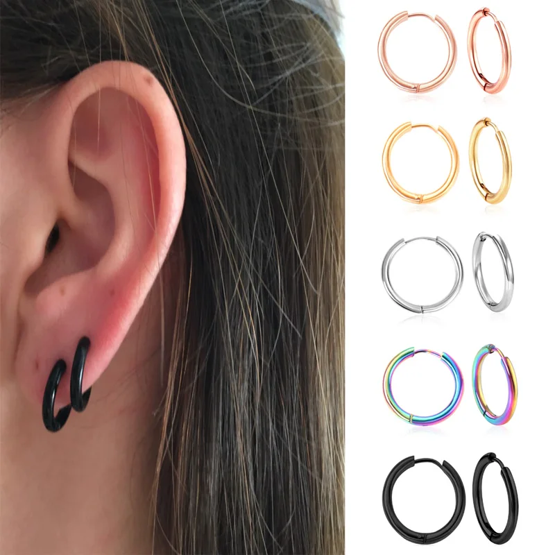 LUXUKISSKIDS 1pair Anti Allergy Hoop серьги Nose Earring Round Circle