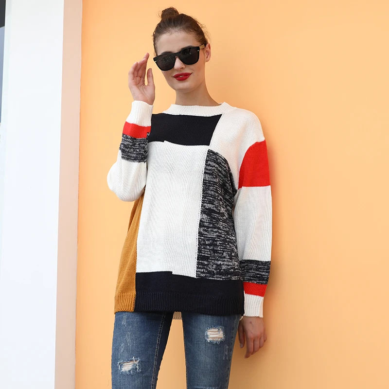 

2019 knitted Long Sleeve Plus Size Female Coat Women's sweaters of large size Casual New Year's Autumn Women's Wear Pullover