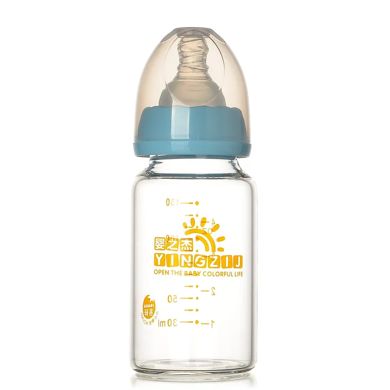 

Baby Products Processing 130ml Standard Mouth Crystal Diamond Glass BABY'S Feeding Bottle with Handle