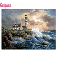 Diy квадратная круглая Алмазная вышивка побережье Маяк пейзаж алмазная живопись фото на заказ 5d corss стежка домашний декор значки