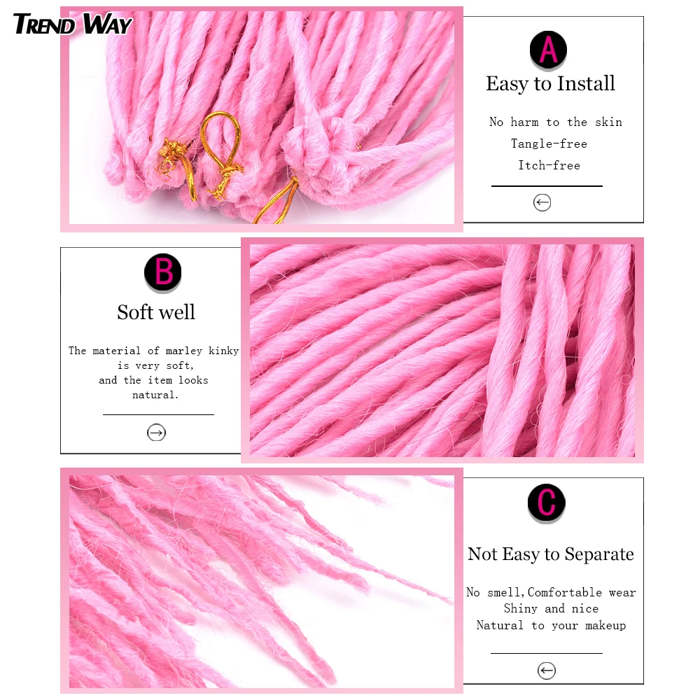 Ombre Synthetic Dreadlocks Hair 22inch Crochet Braids Single Ends Extension Pre Stretch For Women For Kids Black White - Image 4