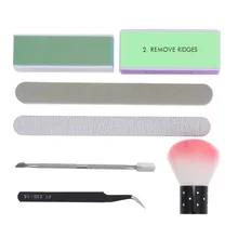 7-в-1 лак для ногтей жидкость для снятия геля ящик для инструментов с Кисть для ногтей Шлифовальные Файлы зажимы толкатель пинцет 4 способа буферный блок Чистка Обуви Губка