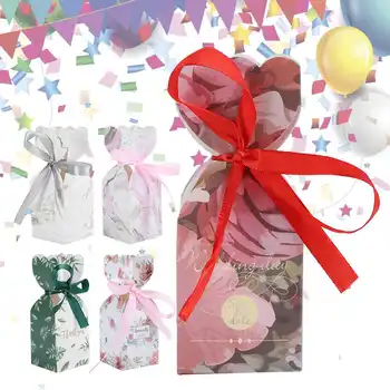 

50pcs Wedding Sweets Box Packaging Party Favor Box Birthday Gift Boxes With Ribbon Jewerly Tool