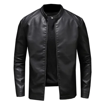 

2019 new stand-up collar slim motorcycle leather men's leather jacket PU jacket men's coat