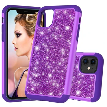 

Glitter Skin tpu hard Plastic 2 in 1 case for iphone 11 11pro max X Xsmax 6s 7 7plus 8plus Armor Protection Anti-fall back cover