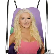 На заказ Кристина Агилера походная сумка на шнурке милый рюкзак для детей(черная спинка) 31x40 см# 180612-03-кристина Агилера