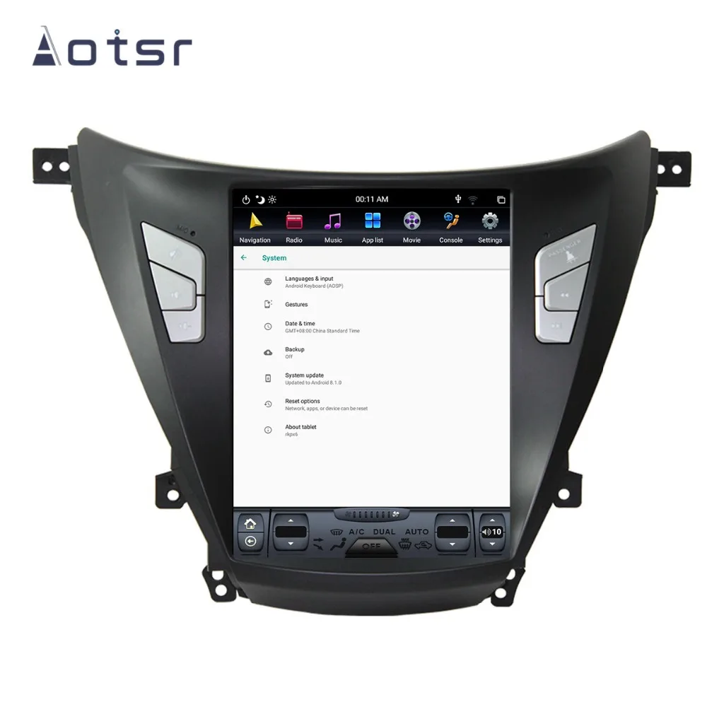 10,4 ''Tesla Android 9,0 PX6 4+ 32 ГБ Голосовое управление встроенный CARPLAY автомобильный радиоприемник для HYUNDAI ELANTRA/MD 2011- gps-навигация