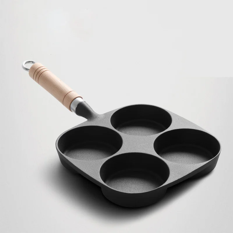 Frying Pan 4-in-1Thickening Iron Fried Egg Omelette Pan Non-stick No Oil-smoke Breakfast Pan Use for Gas& Induction Cooker