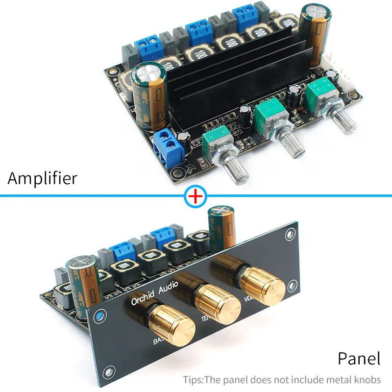 Amplifier with Panel UNISIAN TPA3116 2,1 Плата усилителя HIFI высокой мощности TPA 3116 цифровой трехканальный сабвуферный усилитель 2x50 Вт+ 100 Вт - Цвет: Amplifier with Panel