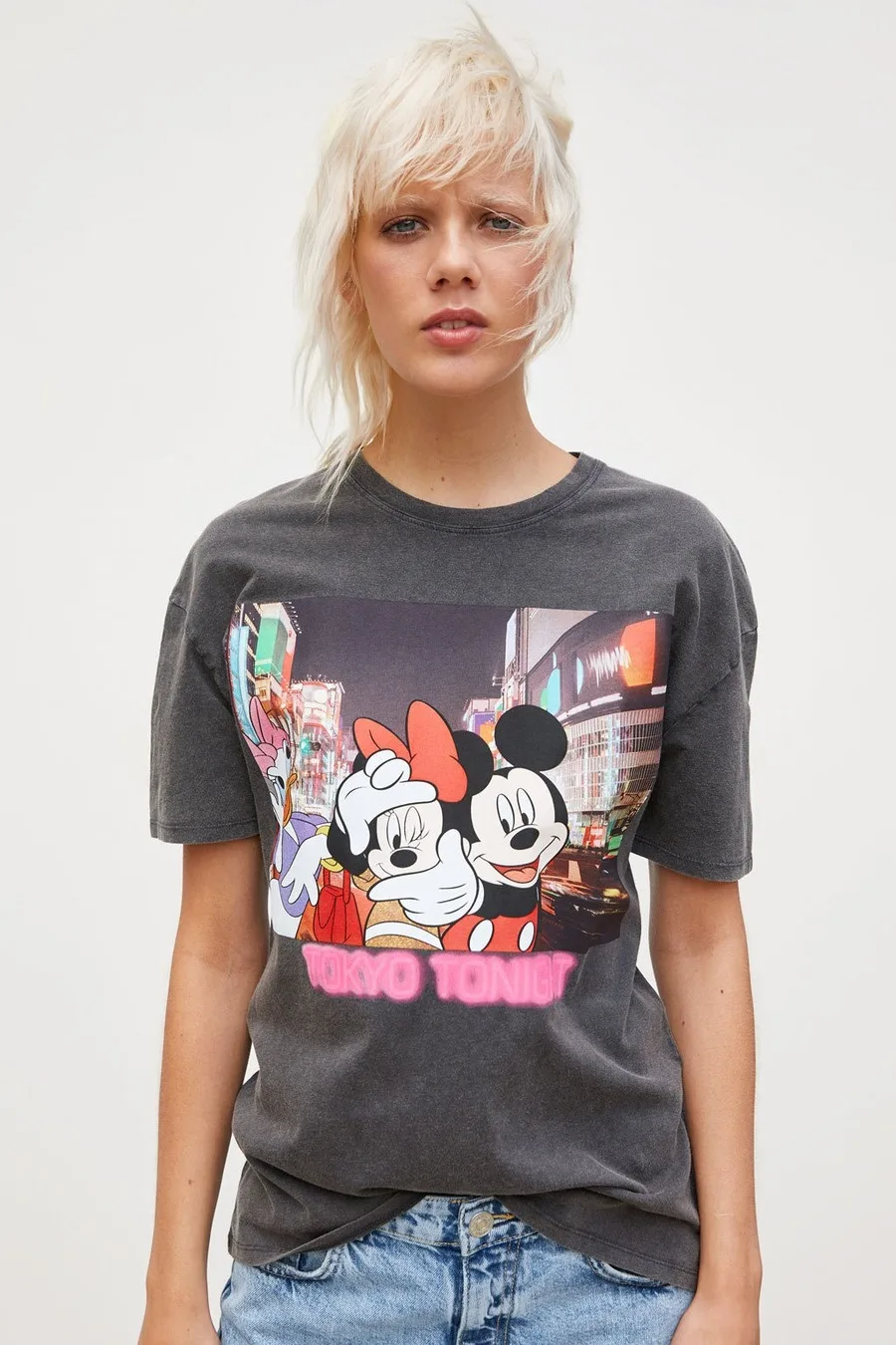 

High Street Cartoon Mouse2019 New Printing Cotton O-neck Fermented Wash Vintage Harajuku T-shirt Womens Clothing