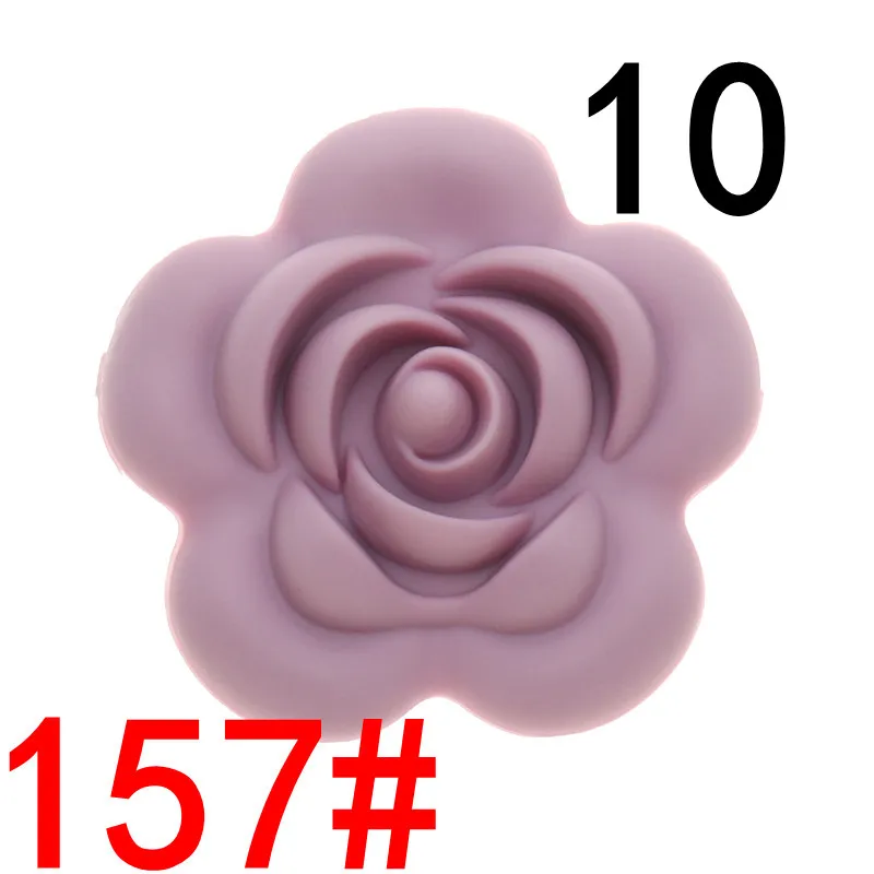 157 Pastel Lilac ATOB 10 шт. Детские Прорезыватели для зубов цветок Детские Силиконовые Прорезыватели Bpa бесплатно Diy Уход за ребенком жевательное ожерелье из бисера кремния BPA бесплатно - Цвет: 157 Pastel Lilac