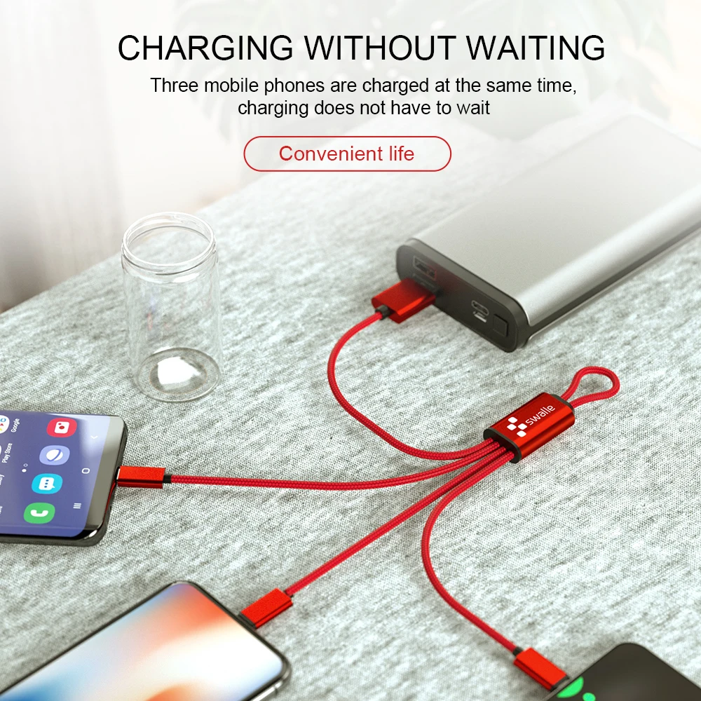 Swalle 3 в 1 USB кабель для мобильного телефона Micro usb type C зарядный кабель для iPhone Android зарядный кабель Micro зарядный usb-шнур
