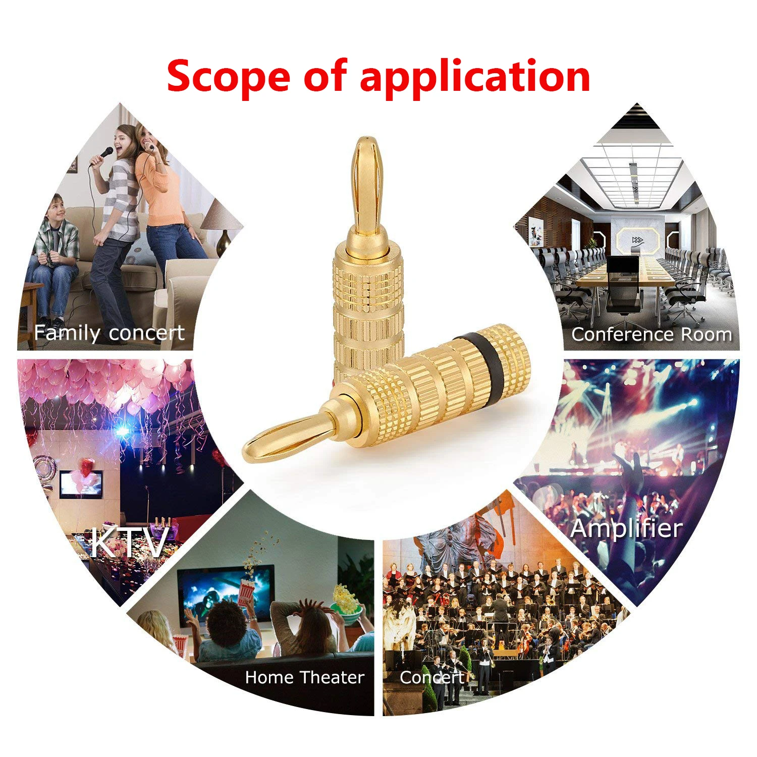 BA1459 Hight Quality 24K Gold plated Speaker Cable Banana Plug Terminal banana plug adapter for cable | Электроника