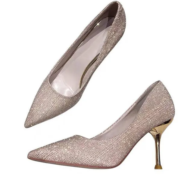 rose gold glitter kitten heels