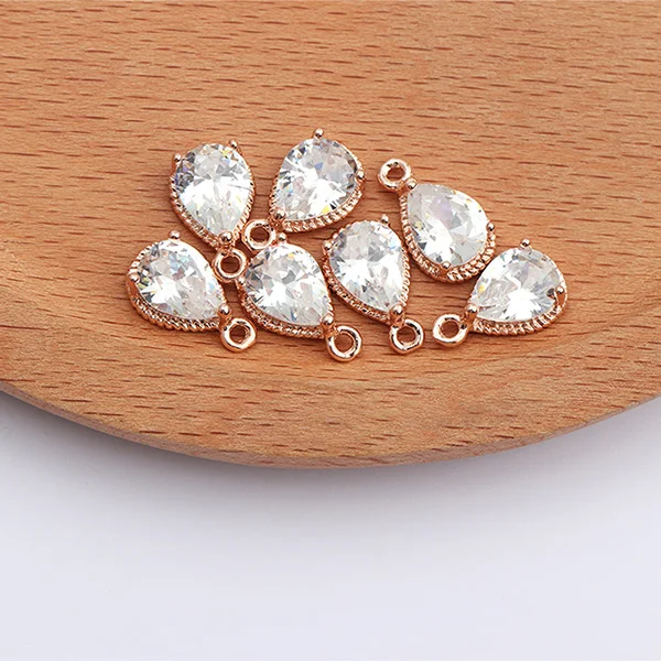 GUFEATHER M451, ювелирные аксессуары, diy циркон кулон, 18k позолоченный, ручная работа, форма падения, diy серьги, изготовление ювелирных изделий, 6 шт./партия - Цвет: M45101