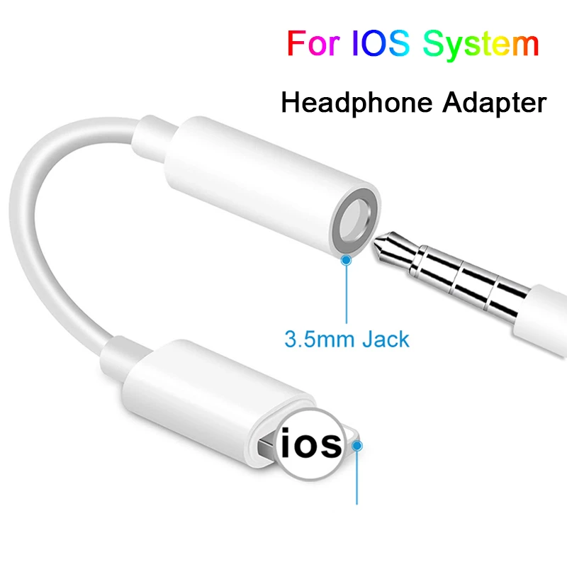 For Apple IOS Syetem Headphone Adaptador For iPhone 7 8 X AUX Audio Adapter for Lightning To 3.5mm Adapters Headphone Jack Cable For Apple IOS Syetem Headphone Adaptador For iPhone 7 8 X AUX Audio Adapter for Lightning To 3.5mm Adapters Headphone Jack Cable