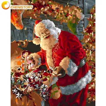 

CHENISTORY Smile Christmas Santa Claus Gift Landscape Painting By Numbers Kits For Kids Oil Paints Kits Framed Modern Home Decor