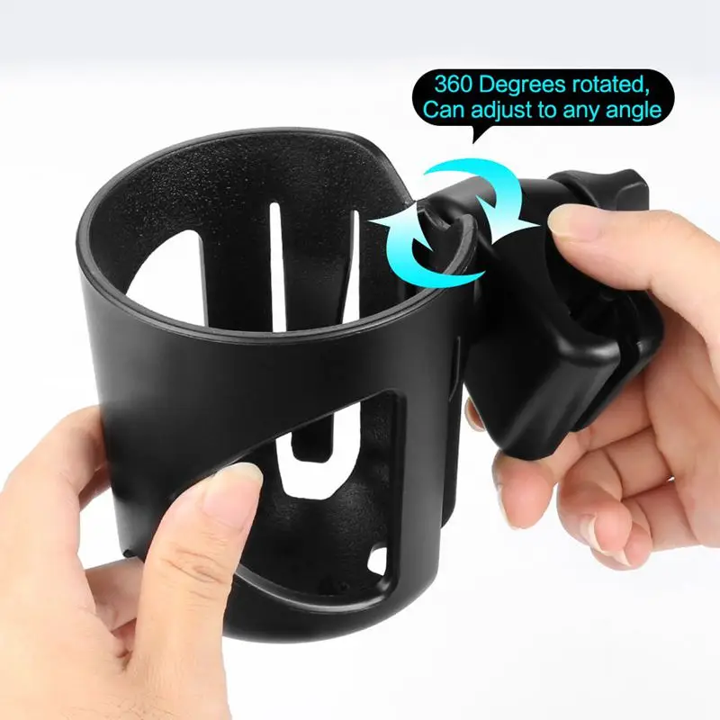 

Universal Cup Holder Stroller Cup Holder,Large Caliber Designed Cup Holder360 Degrees Universal Rotation Cup Drink Holder black