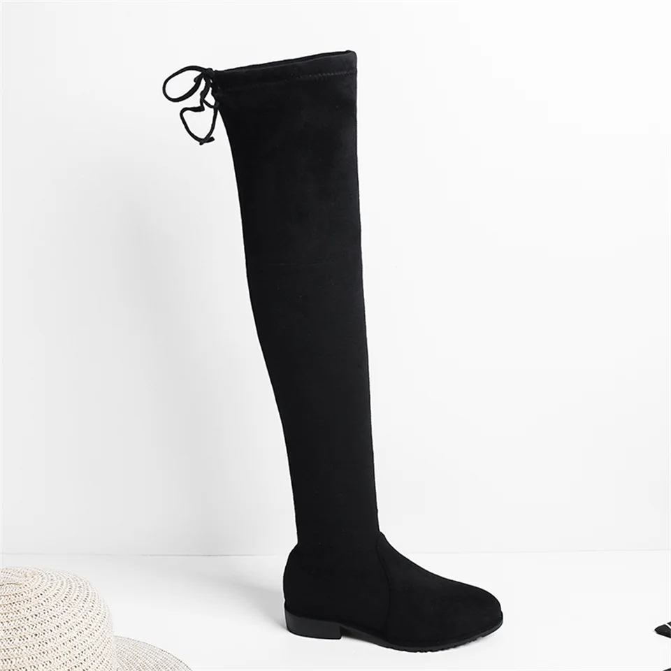 

Women over the knee stretch boots high quality material comfortable inside round toe 3.5CM heel fashion women's boots