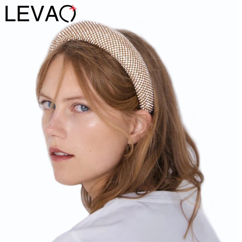 LEVAO, модные золотые стразы, повязка на голову, ободок, тюрбан для девочек, для женщин, элегантные аксессуары для волос, обруч для волос, головной убор