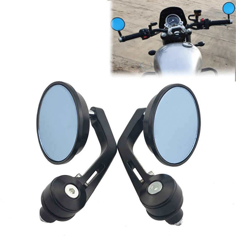 Round 7/8" Handlebar Aluminum Alloy Motocycle Rearview Mirrors Moto End