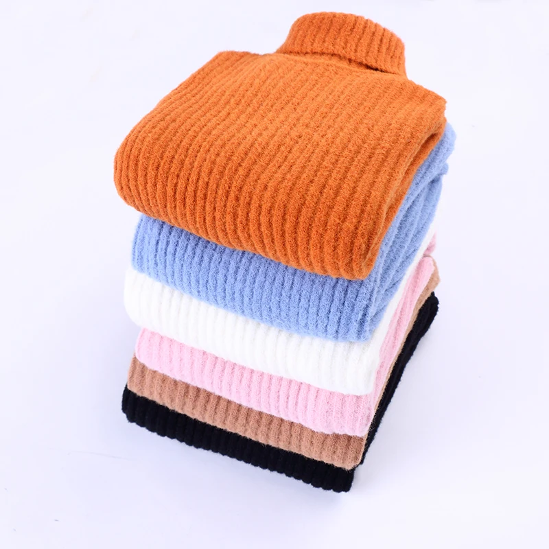 Зимняя одежда для девочек 4-14 лет; толстые вязаные свитера; пуловеры с высоким воротником; теплые вязаные свитера для крупных детей; одежда для детей