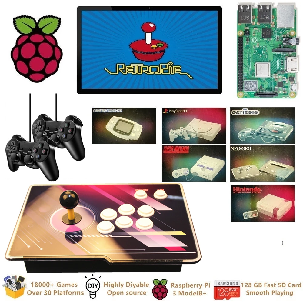 Консоль Retropie для аркадных видеоигр Raspberry Pi 3 Model B + 18000 Ретро-игр | Инструменты