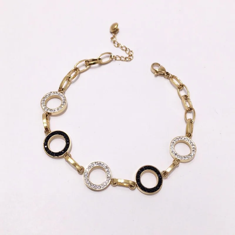 Women Stainless Steel Bracelet Crystal Diomand Chain Minimalist Hollow